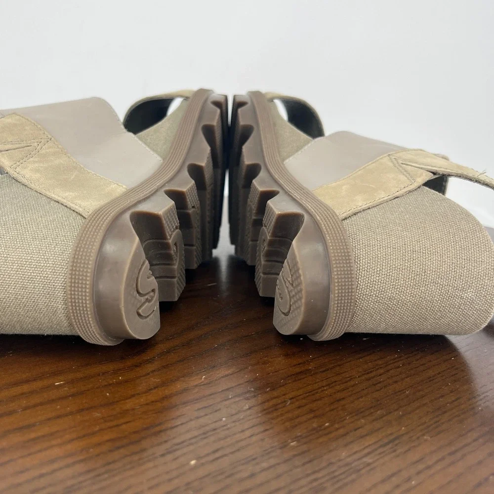 Sorel Joanie II Sandals Women 9 Beige Leather Platform Lug Slingback NL3556-365‎